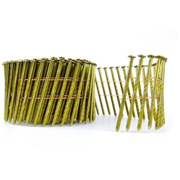 15 derajat Galvanized Coil Nail Smooth Twisted Screw Spiral Shank 3 4 Coil Roofing Nails