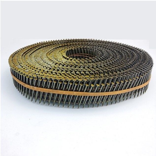 15 derajat Galvanized Coil Nail Smooth Twisted Screw Spiral Shank 3 4 Coil Roofing Nails